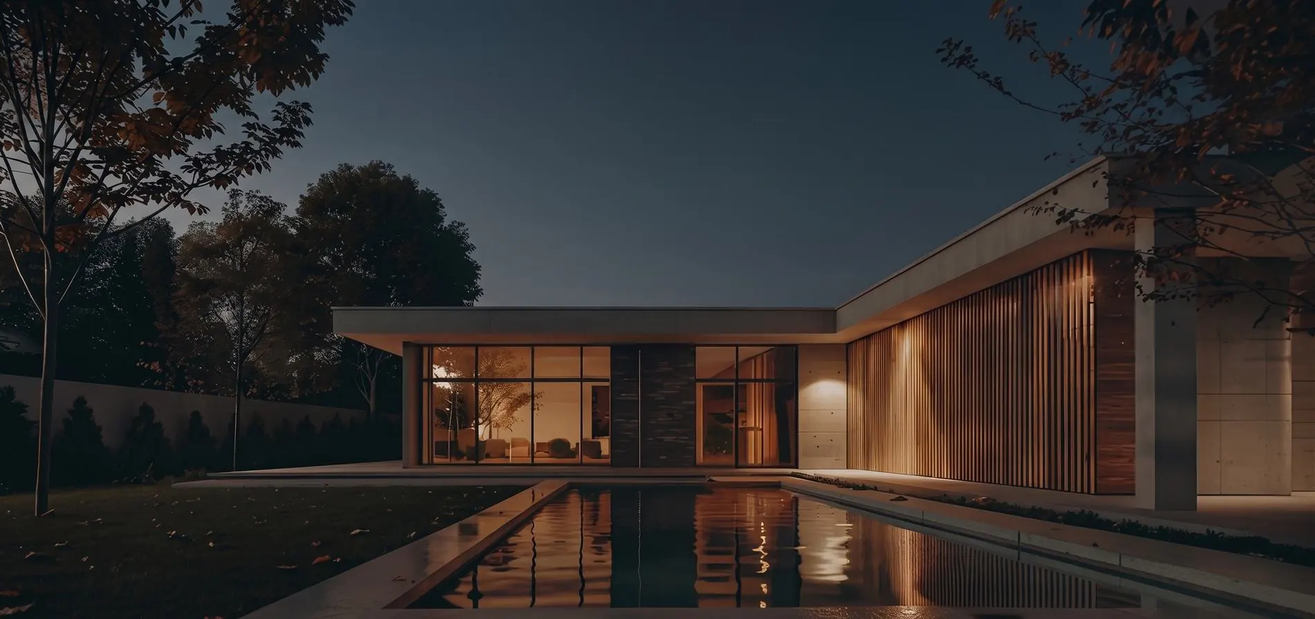 Villa contemporaine rénovée par GSC de nuit, à La Garde dans le Var
